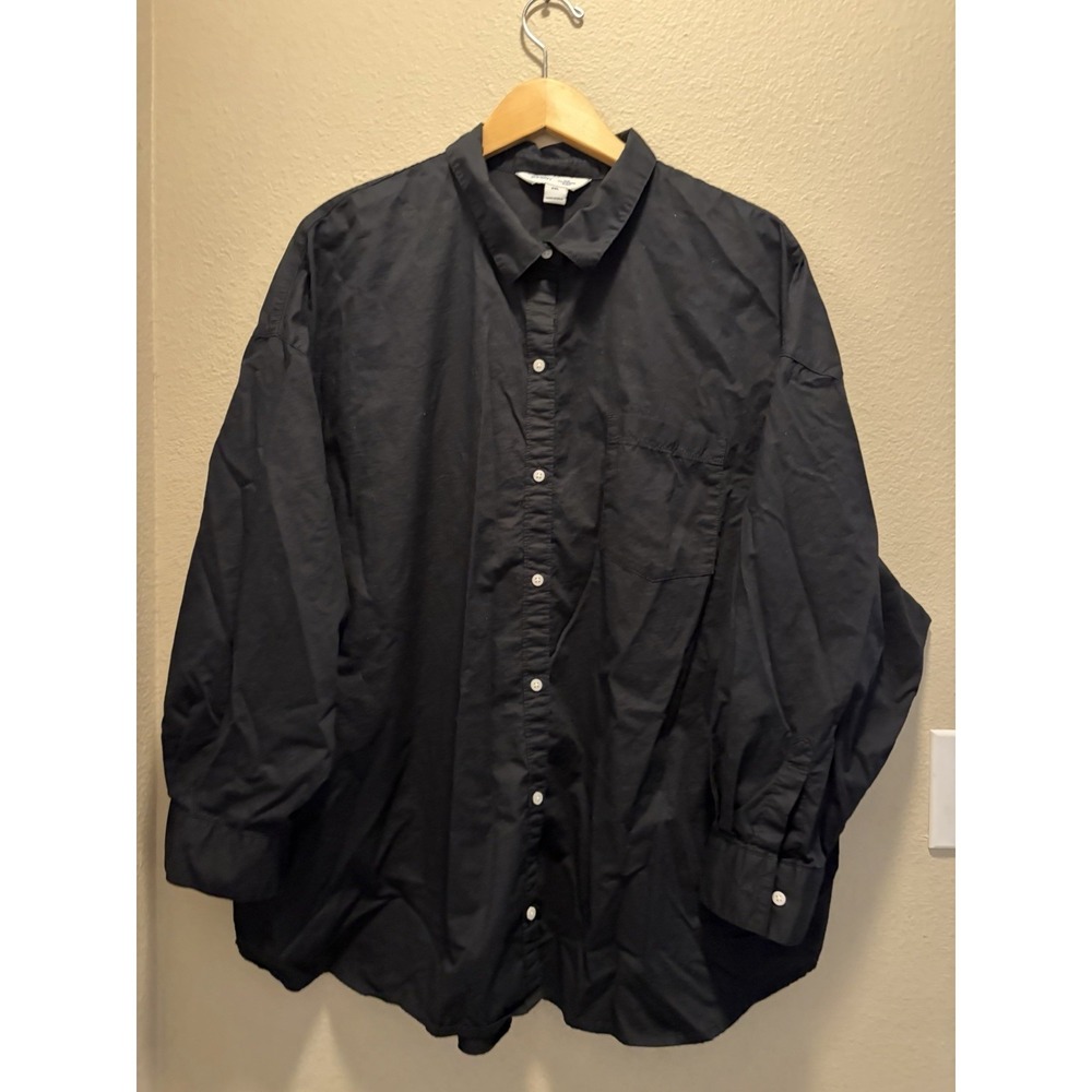 OLD NAVY The Boyfriend Shirt Size XXL Oversized Boxy Long Sleeve Button Up Black